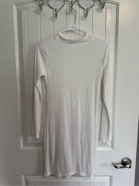 SHEIN White Long Sleeve Bodycon Midi Dress